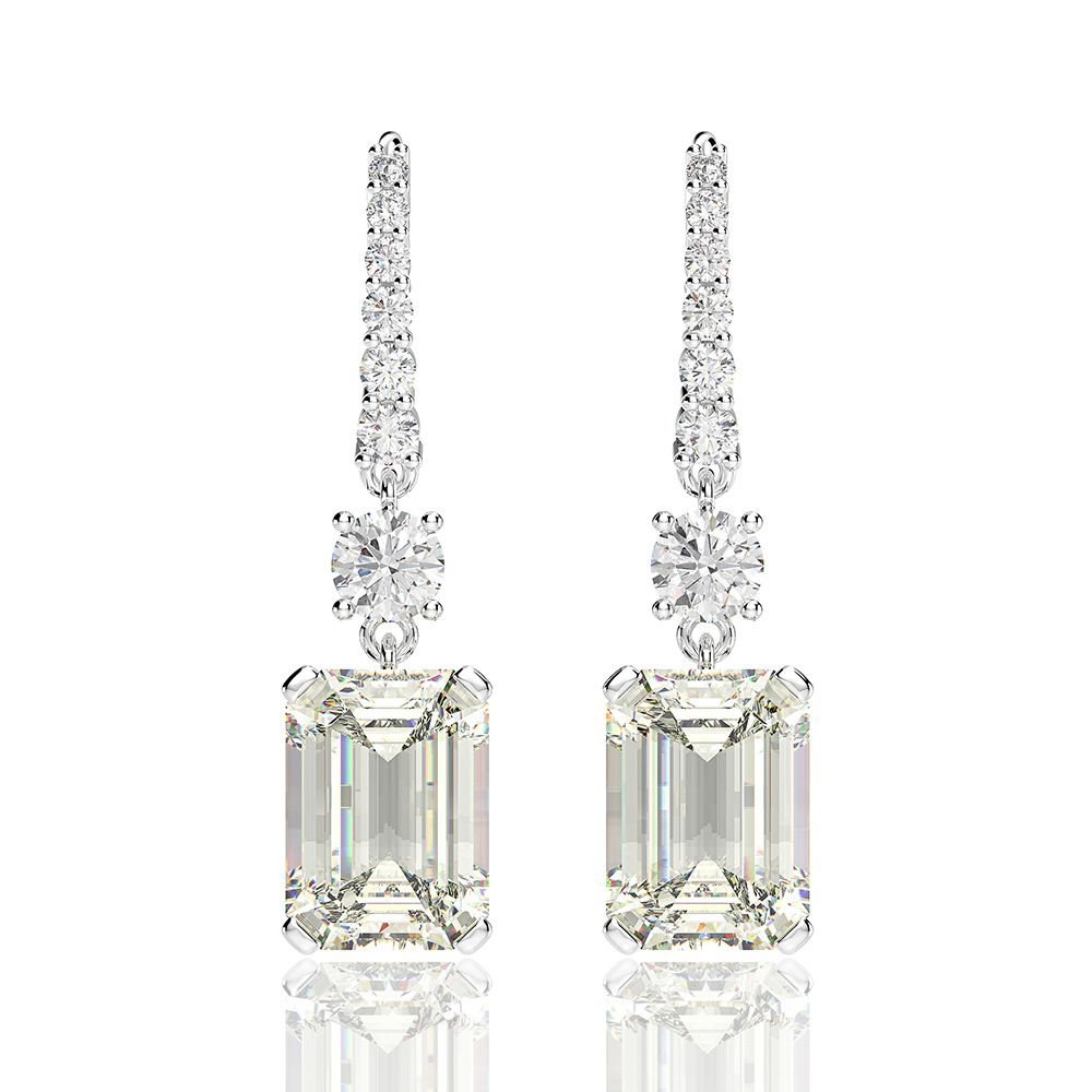 Versatile Diamond White Square Pierced Earrings by Vooglam - Front View