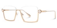 Fenella - Square Gold Eyeglasses | Vooglam Front View