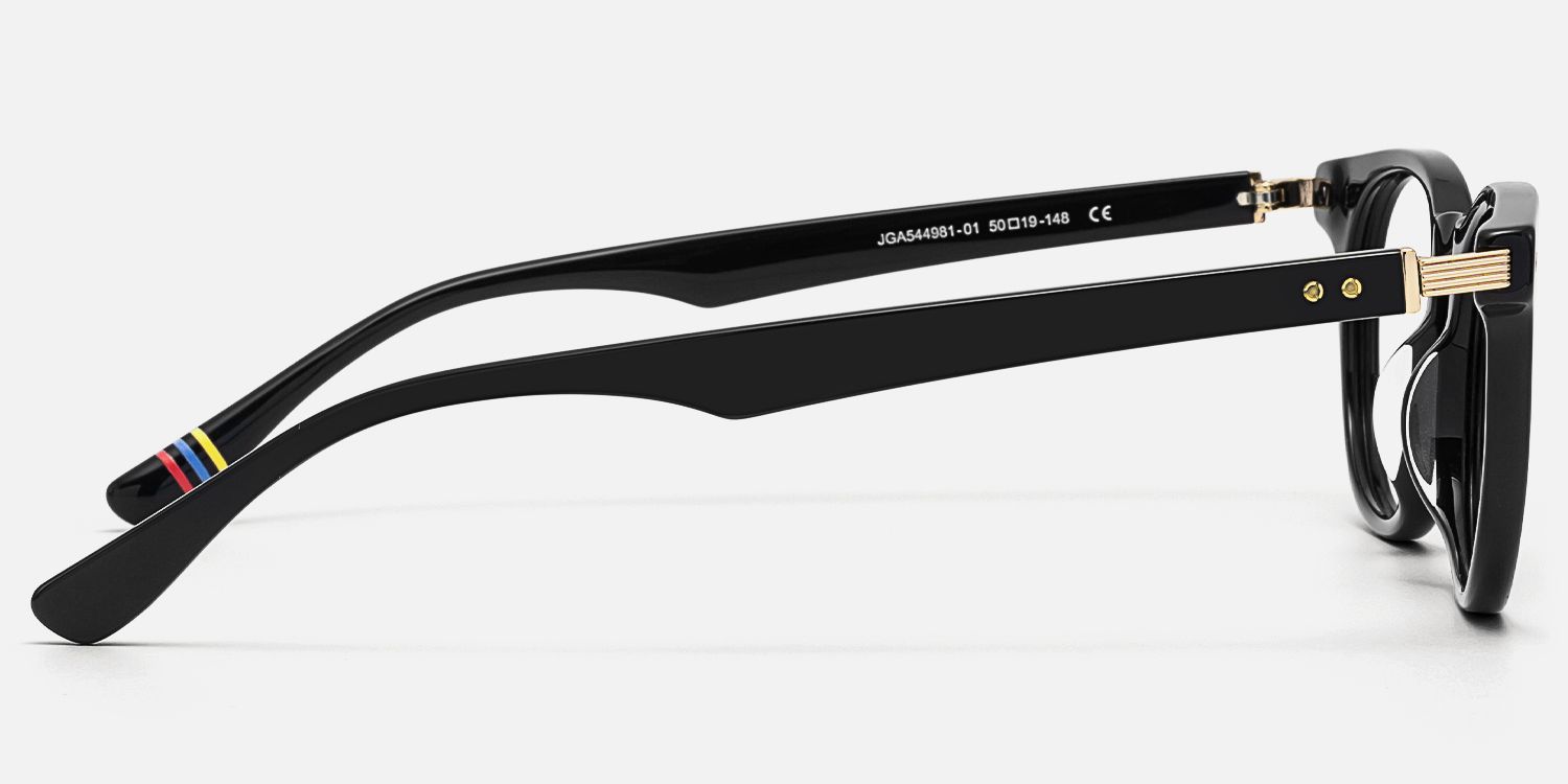 Vintel - Rectangle Black Eyeglasses | Vooglam Side View