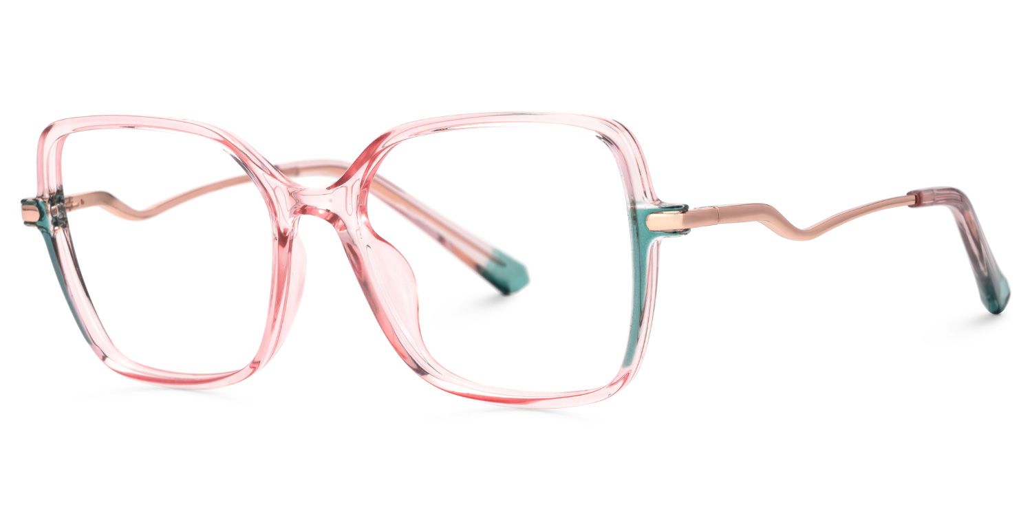 Decima - Square Pink Eyeglasses | Vooglam Front View