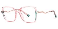 Decima - Square Pink Eyeglasses | Vooglam Front View