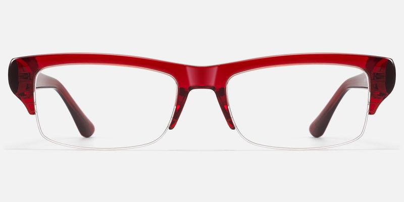 Kairo - Red Semi Rimless Acetate Glasses | Vooglam