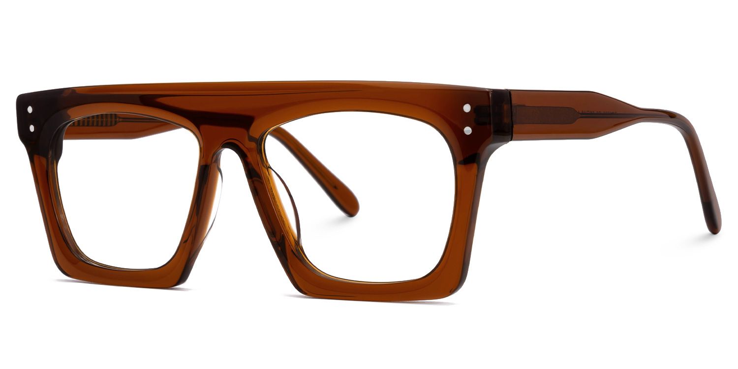 Fausta - Aviator Brown Eyeglasses by Vooglam - Front View