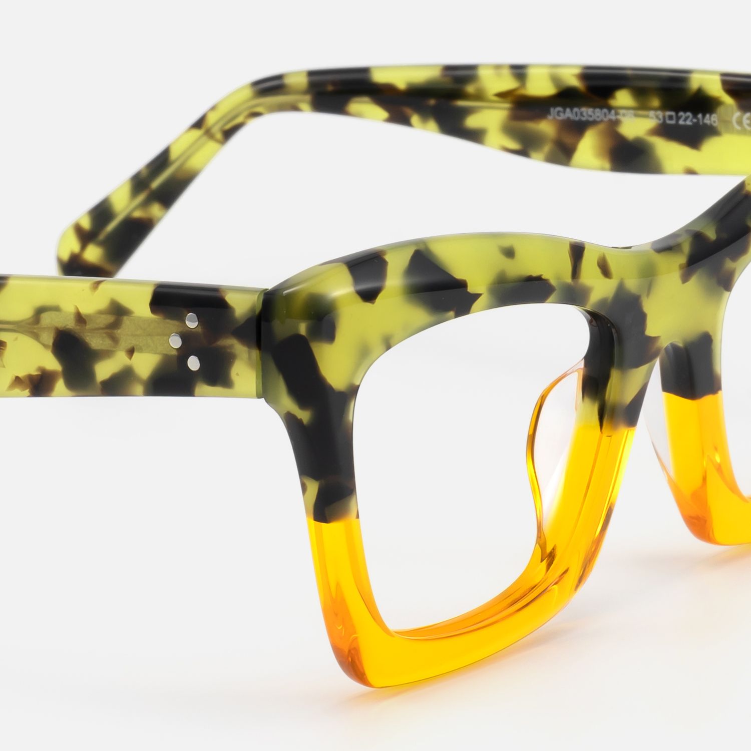 Sienna - Bold Tortoise & Yellow Rectangle Frames | Vooglam Design Details
