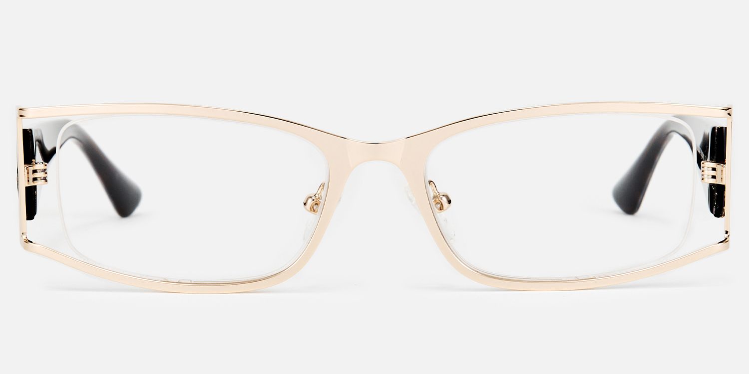 Elle - Rectangle Gold Eyeglasses | Vooglam Angle View