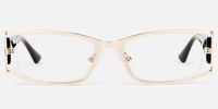 Elle - Rectangle Gold Eyeglasses | Vooglam Angle View