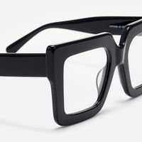 Charisse - Bold Chunky Square Black Glasses | Vooglam Design Details