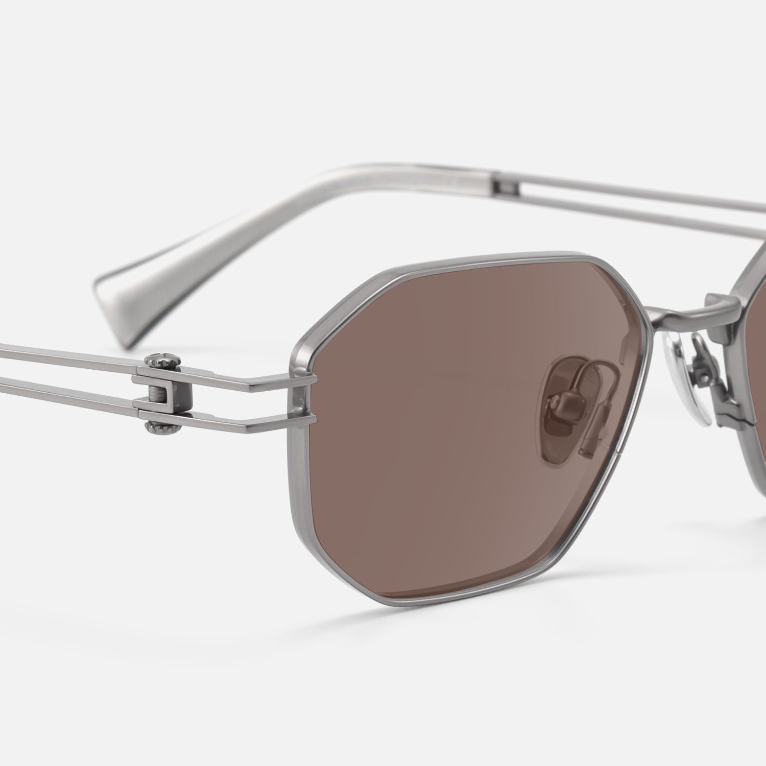 Loos - Pearl Gray Double Wire Sunglasses | Vooglam Design Details
