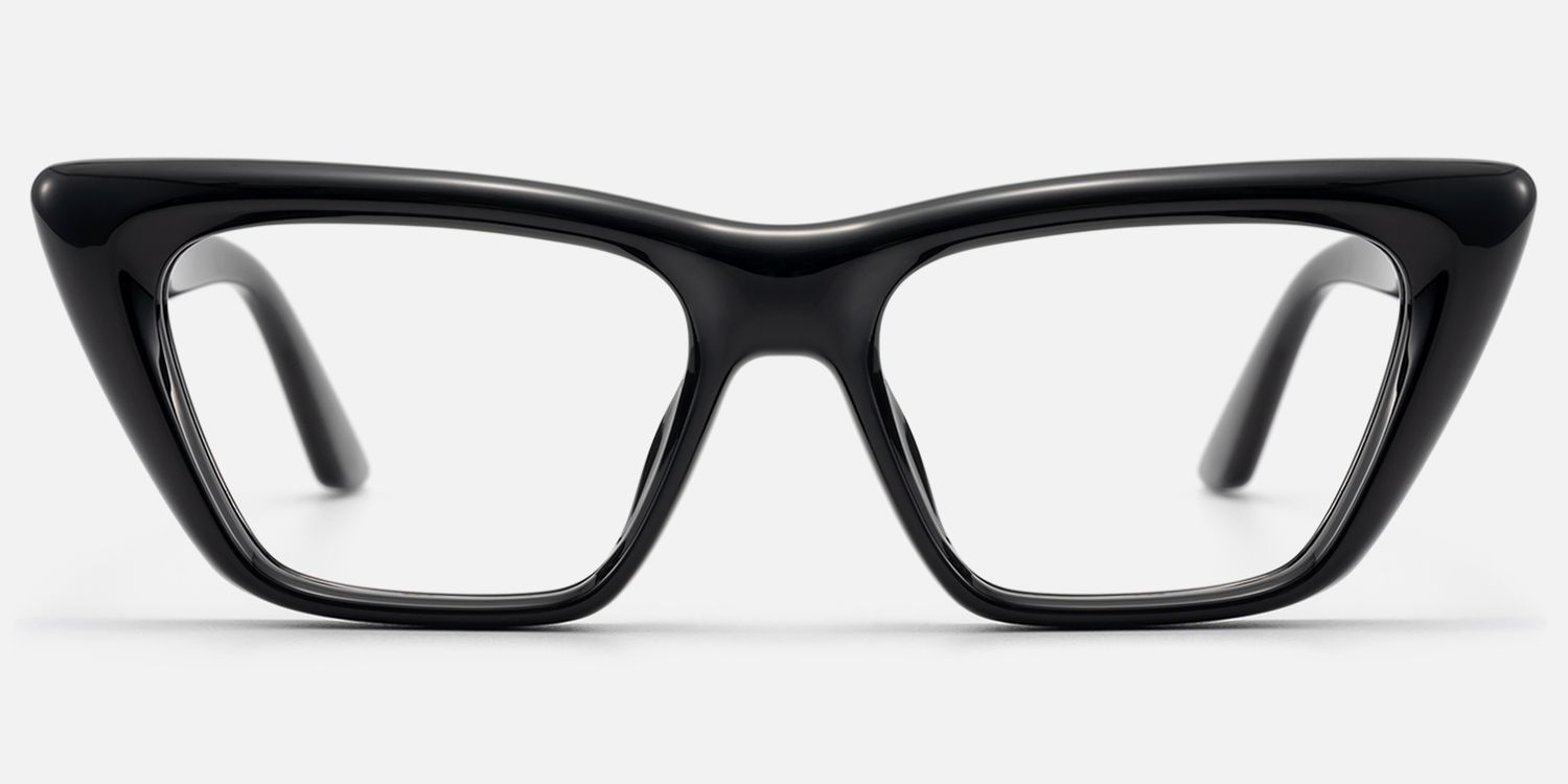 Meguro - Inflated Black Cat Eye Rx Glasses | Vooglam Angle View