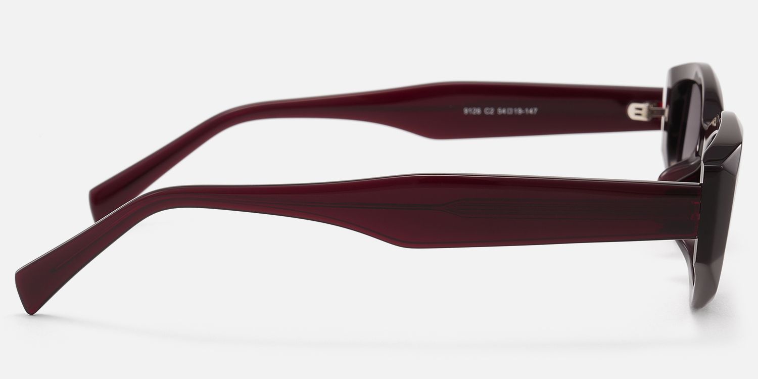 Vesper - Dark Red Geometric TR90 Sunglasses | Vooglam Side View