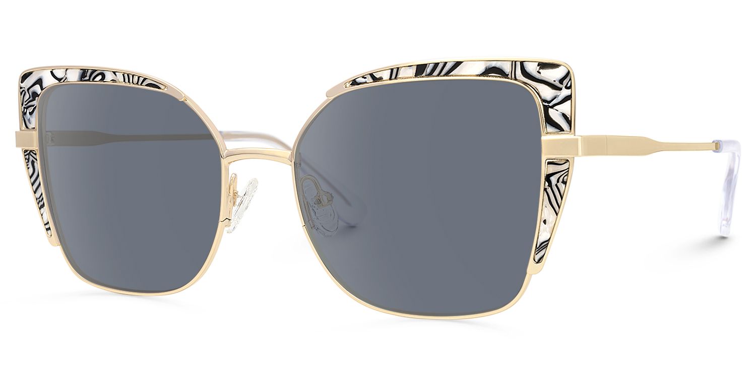Jabilo - Cat Eye Gold Sunglasses | Vooglam Front View
