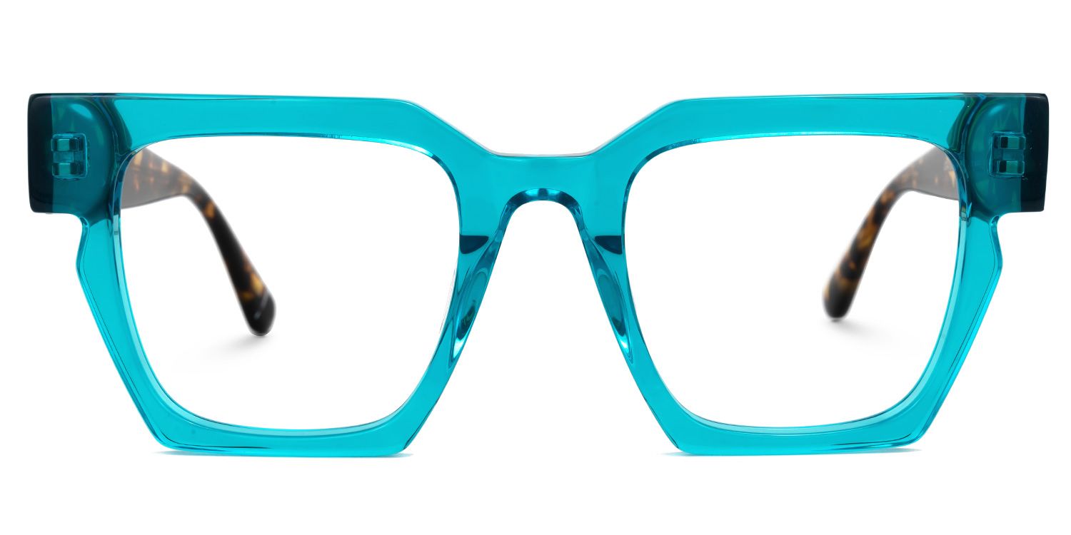 Ekanta - Square Blue Eyeglasses | Vooglam Angle View