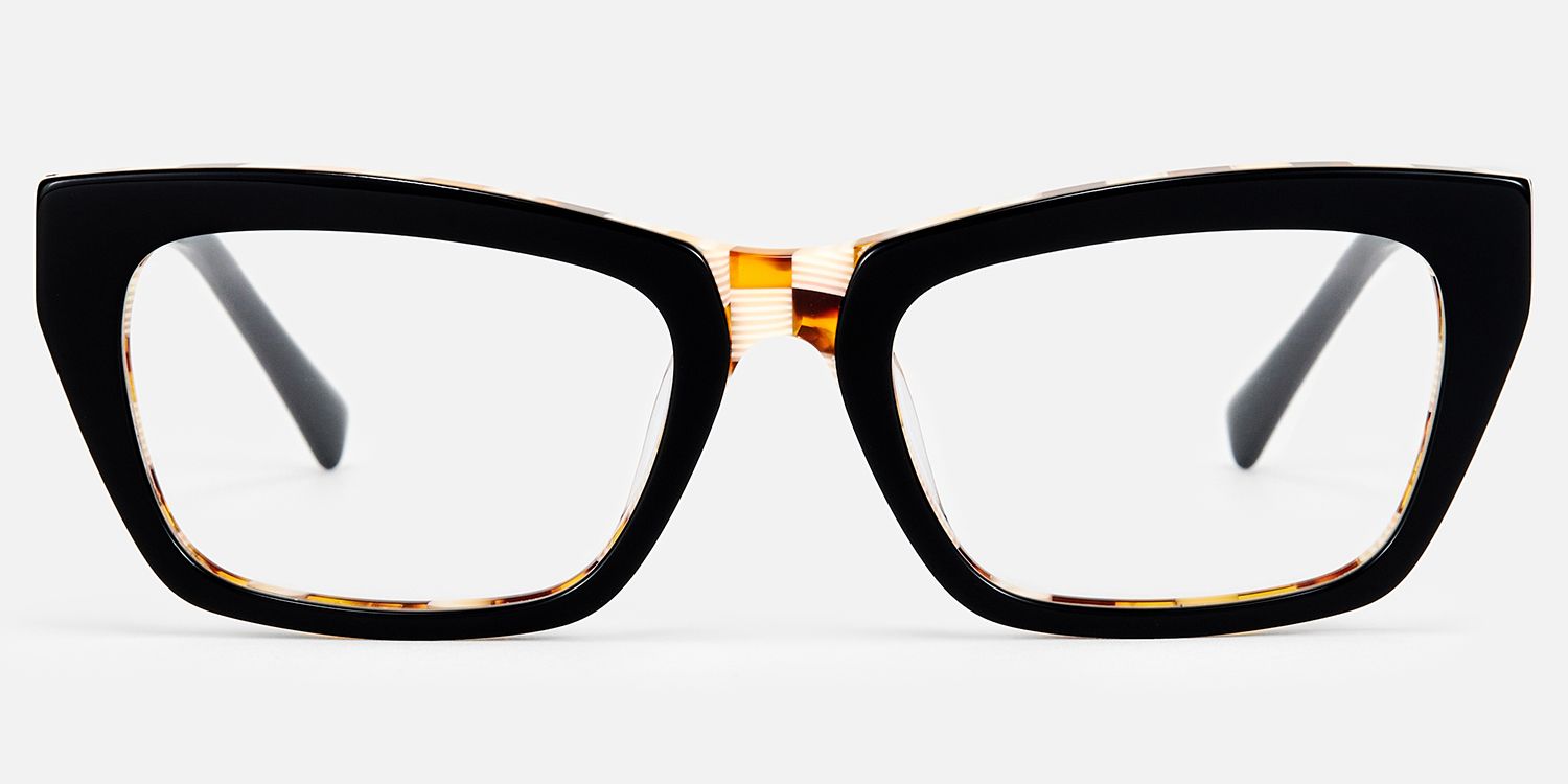 Lola - Rectangle Black Eyeglasses | Vooglam Angle View