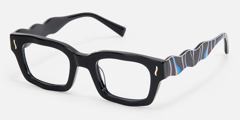 Wave - Rectangle Black Eyeglasses