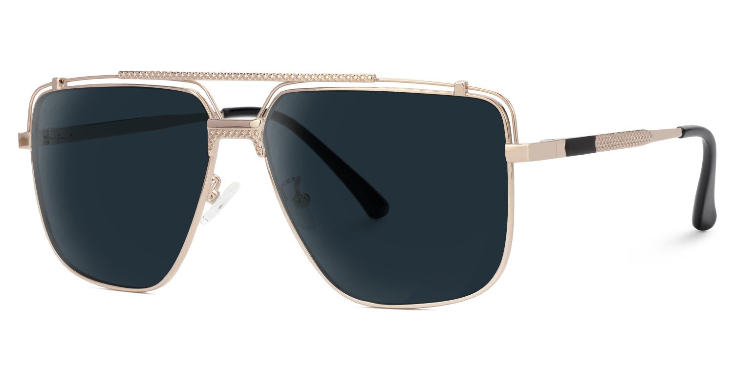 Kaholo - Aviator Gold Sunglasses | Vooglam Front View