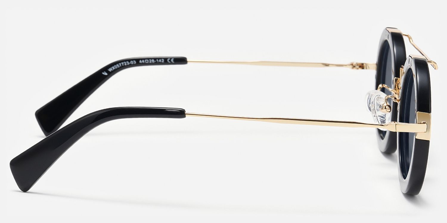 Perkins - Steam Punk Black and Gold Sunglasses | Vooglam Side View