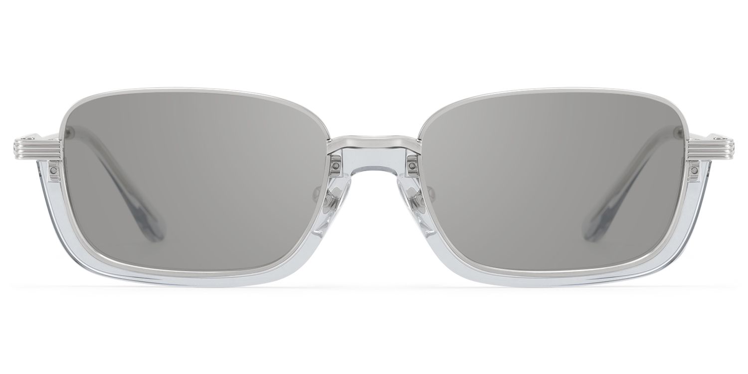 Frame Size of Basel - Oversized Silver Clear Gray Sunglasses | Vooglam