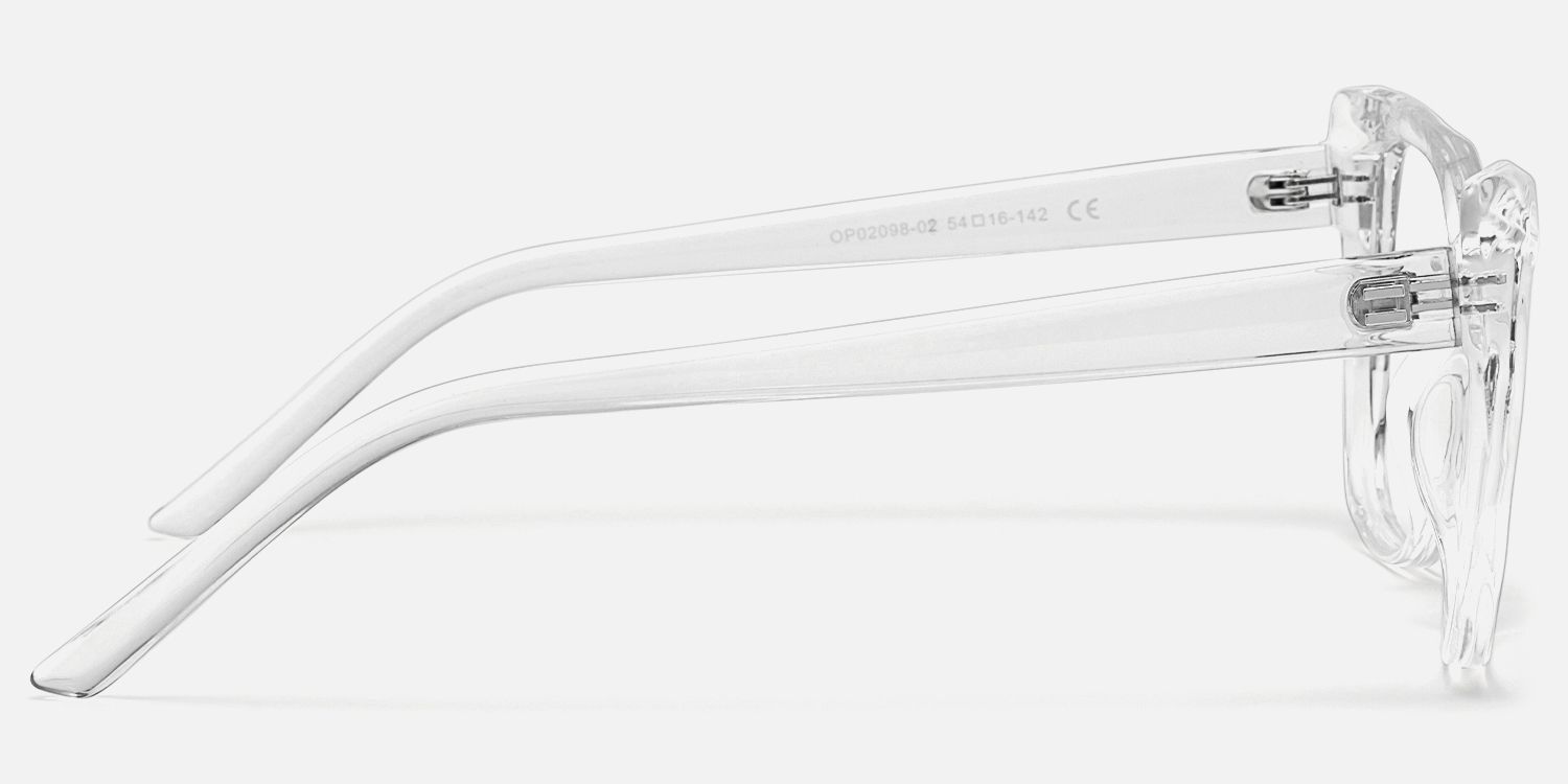 Raquel - Sleek Crystal Clear Frame Glasses | Vooglam Side View