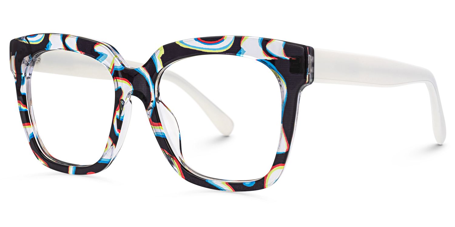 Martha - Square Multicolor Eyeglasses | Vooglam Front View
