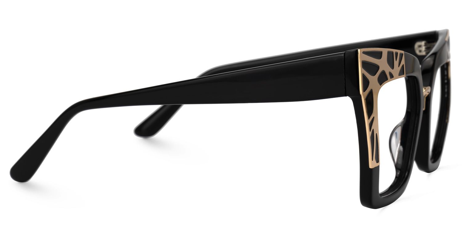Dangela - Square Black Eyeglasses by Vooglam - Product View 4