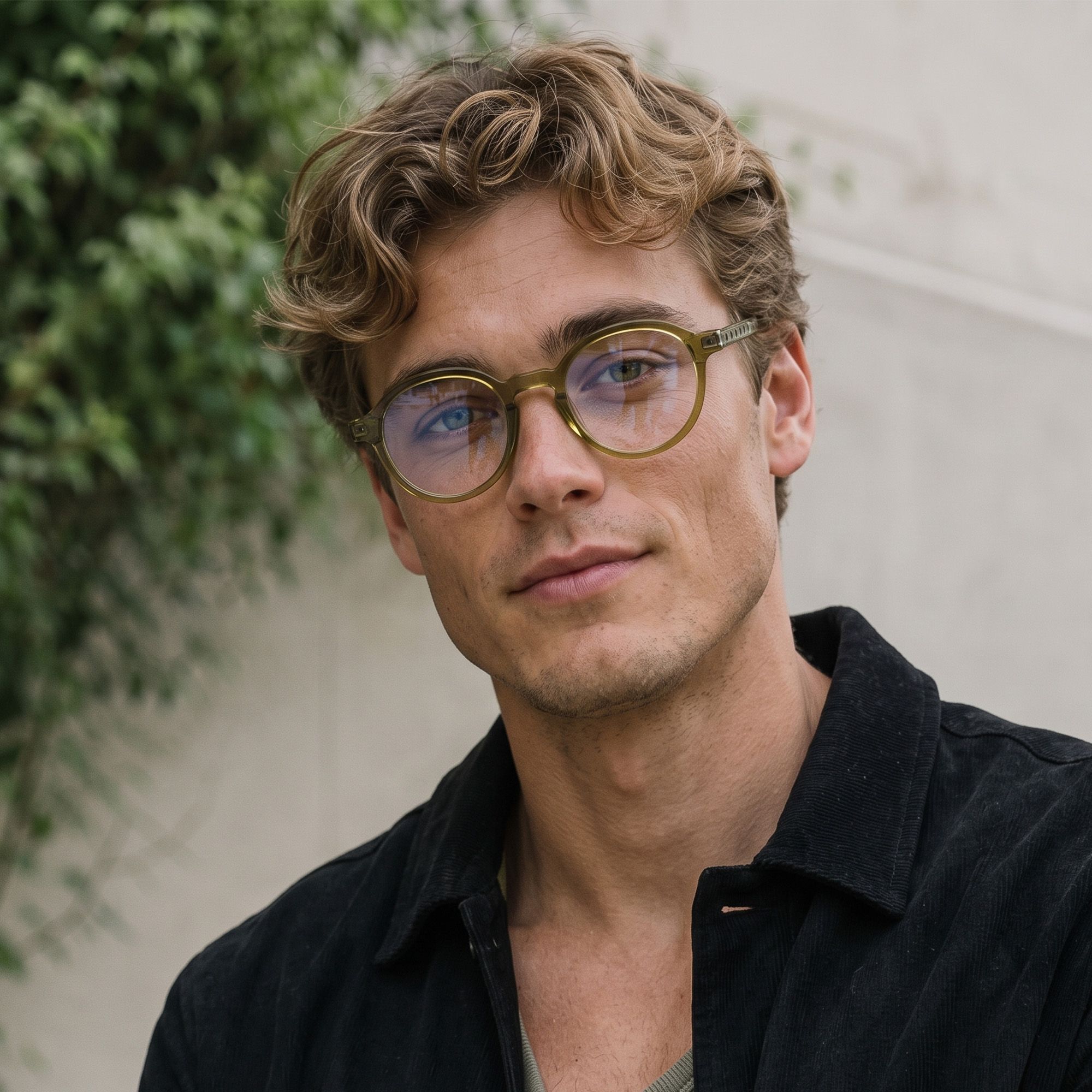 Vooglam Street Style in Real Life: Lennon - Dark Brass Khaki Marbled Round Frames by Vooglam