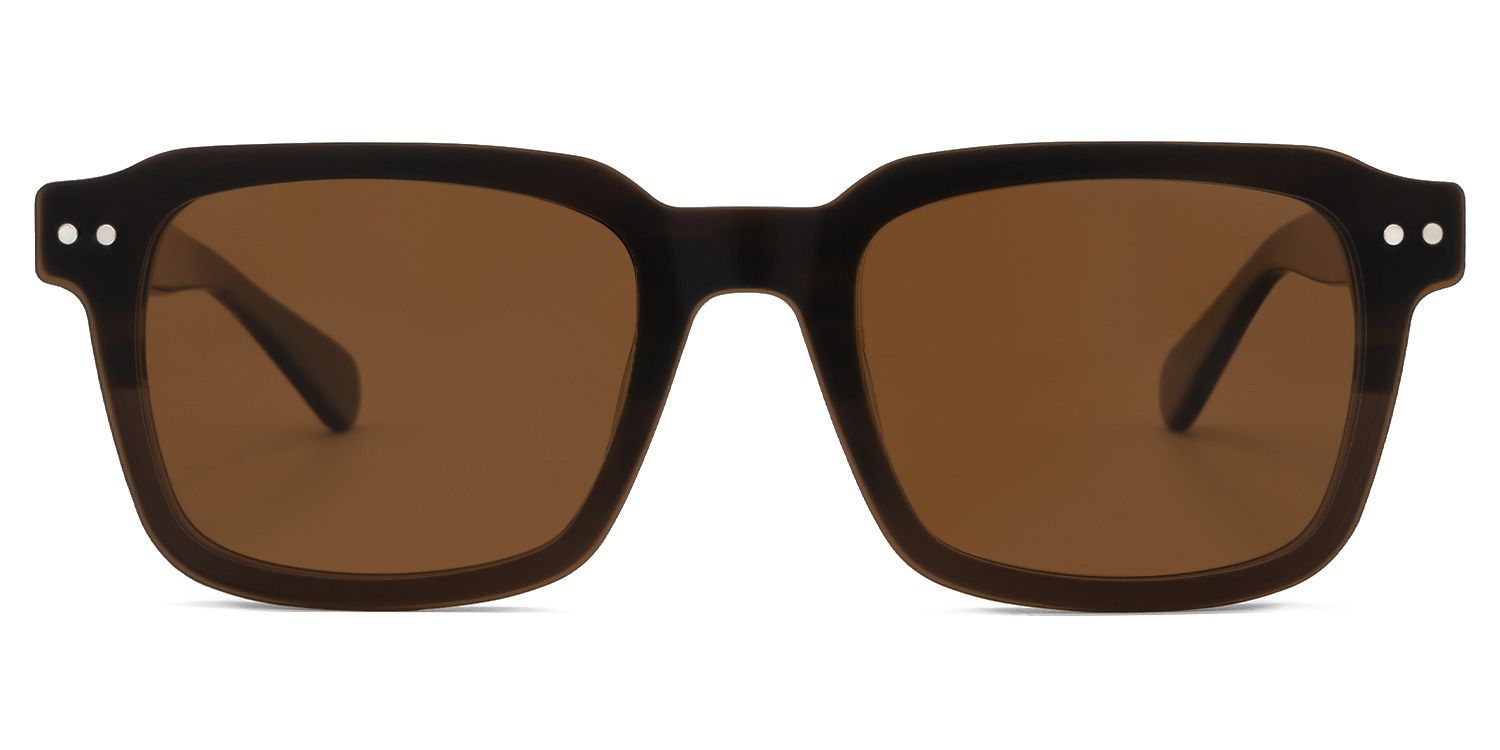 Nafisa - Rectangle Brown Sunglasses | Vooglam Front View
