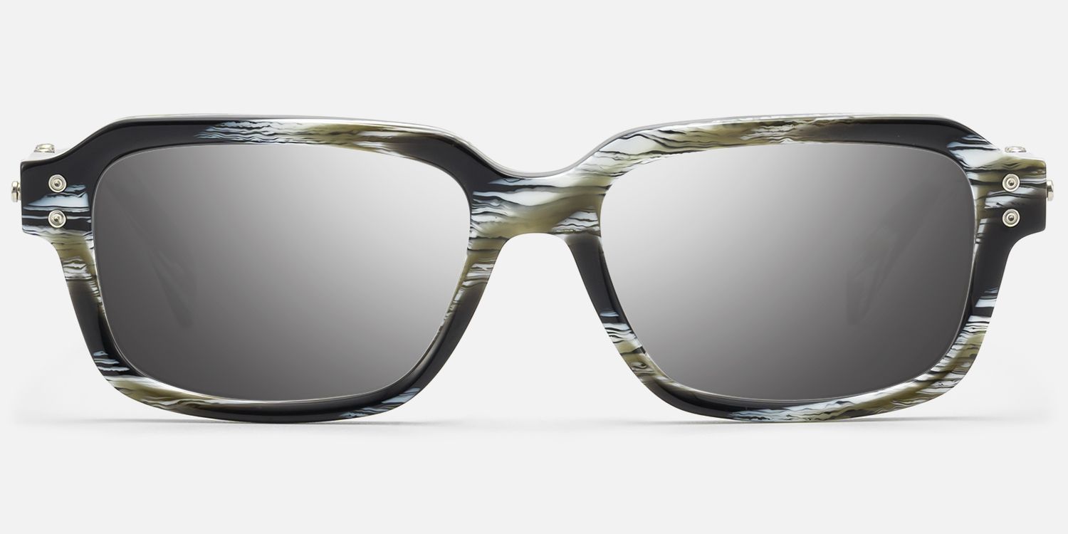 Anacortes - Silver Mirrored Horn Rim Guitar Shades | Vooglam Angle View