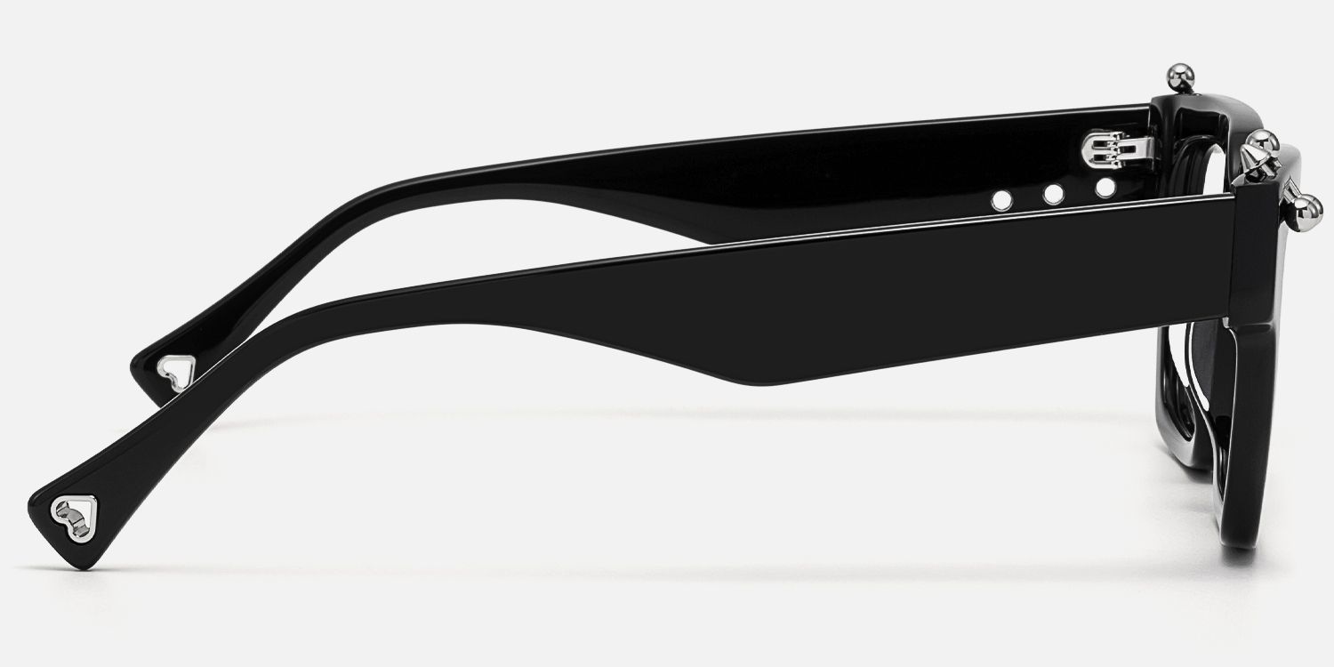 PIERCE - Square Black Eyeglasses with Studs | Vooglam Side View
