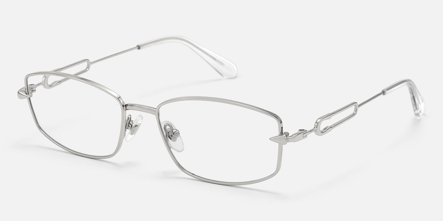 Bladework - Rectangle Silver Eyeglasses | Vooglam Front View