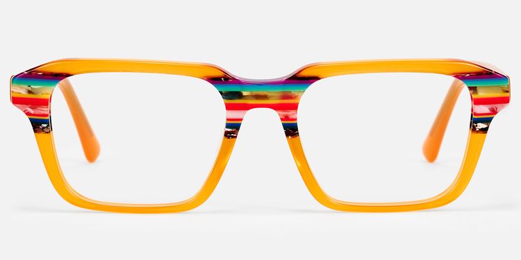 Nanda - Square Orange Eyeglasses by Vooglam