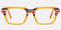 Nanda - Square Orange Eyeglasses | Vooglam Angle View