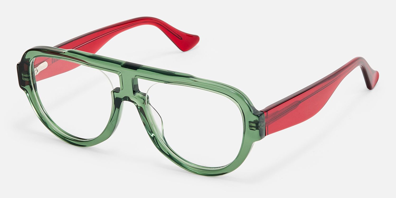 Adnan - Aviator Green Eyeglasses | Vooglam Front View
