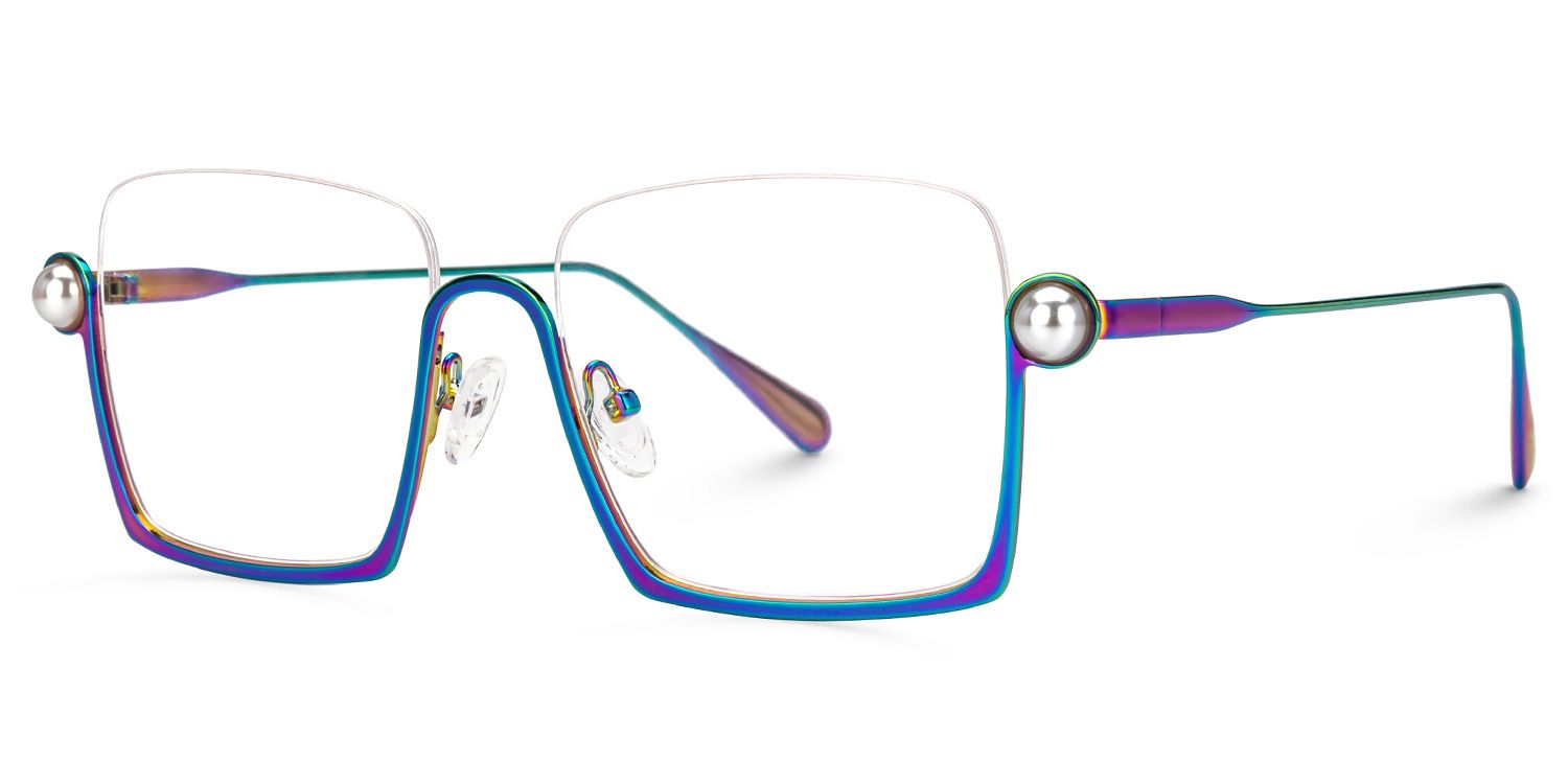 Fenella - Square Multicolor Eyeglasses | Vooglam Front View