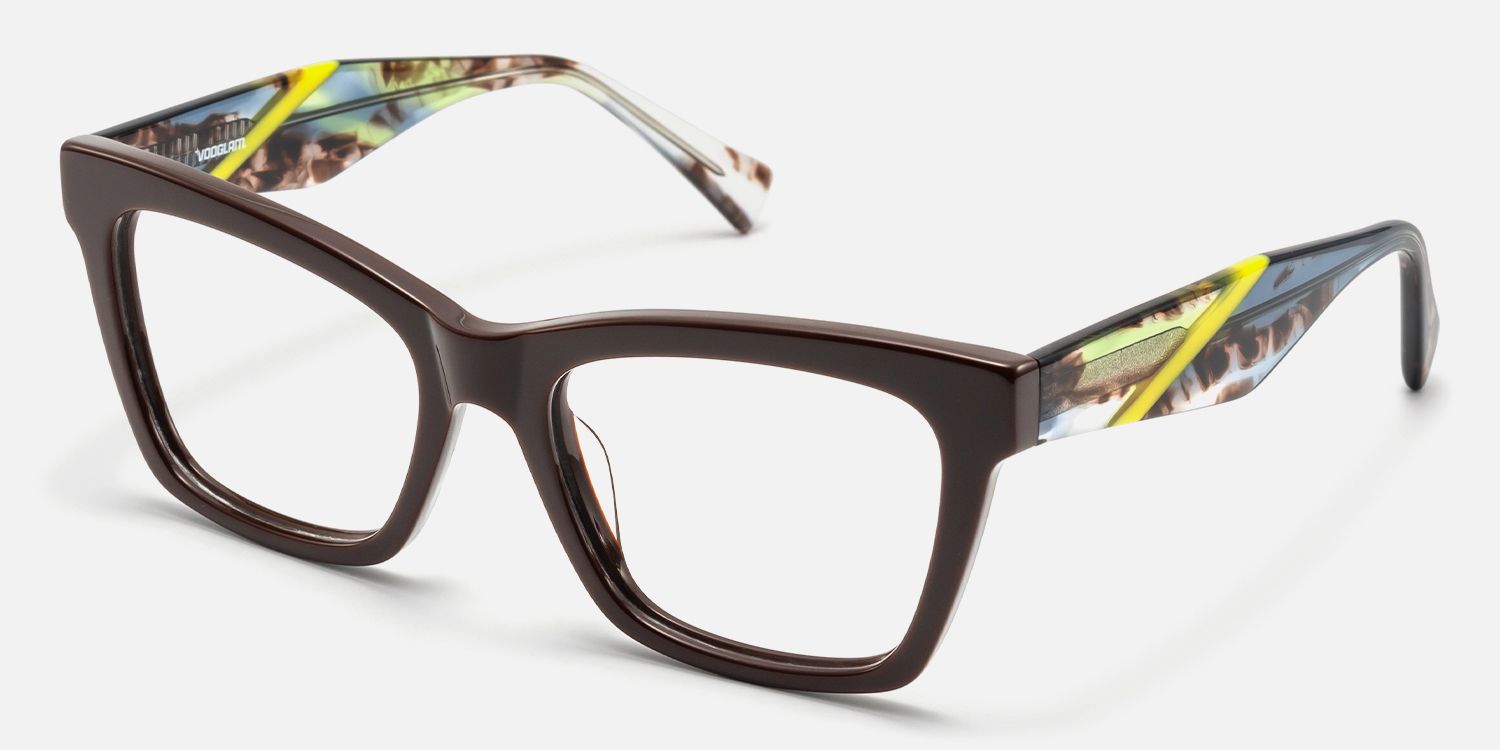 Vibranium - Rectangle Brown Eyeglasses | Vooglam Front View