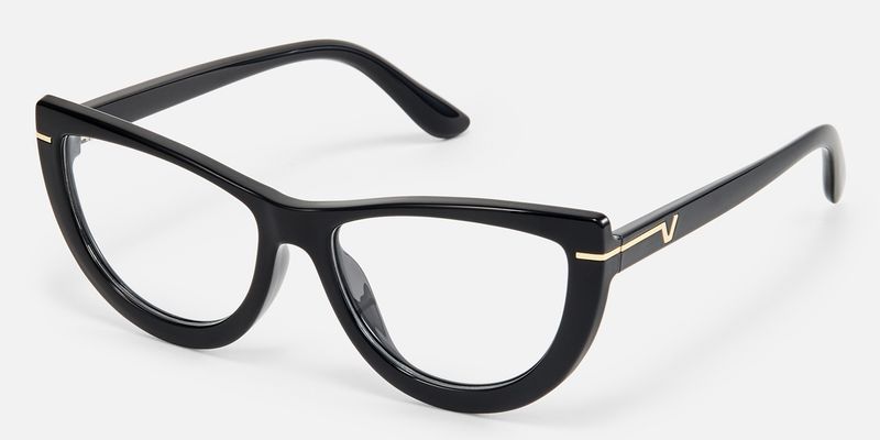 Rhea - Chic Black Glasses with Golden Accents