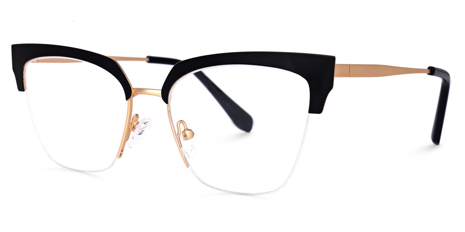 Adelheid - Browline Black Eyeglasses | Vooglam Front View