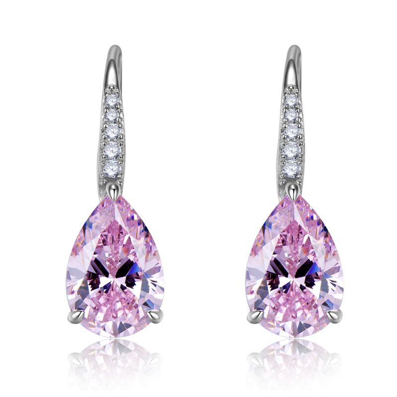 Beautiful Fancy Pink Waterdrop Pierced Earrings by Vooglam - Front View