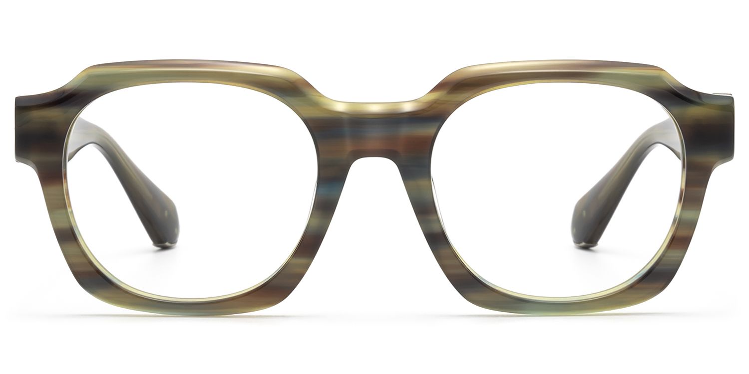 Frame Size of Vernon - Retro Olive Green Striped Eyeglasses | Vooglam