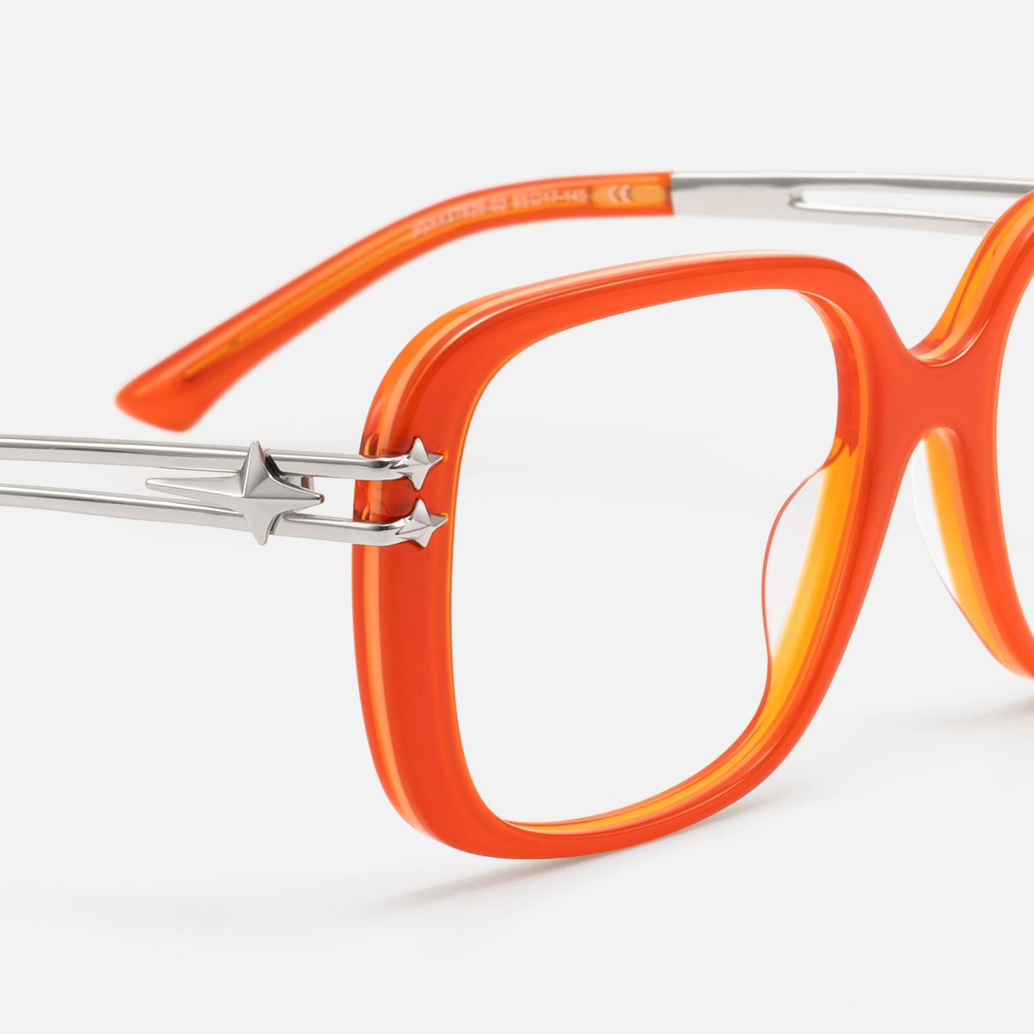 Nova - Neon Orange Star Deco Double Wire Glasses by Vooglam - Design Details