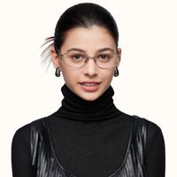 Spine - Unique Geometric Silver Eyeglasses | Vooglam On Model 1