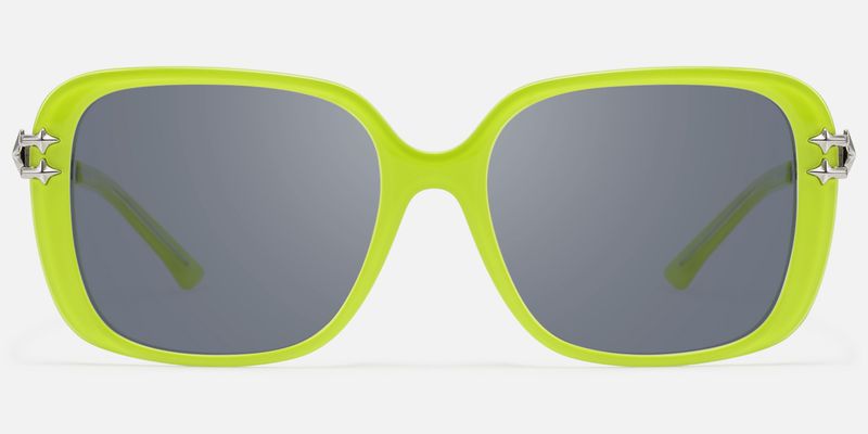 Nova - Neon Green Gray Tint Double Wire Sunnies by Vooglam
