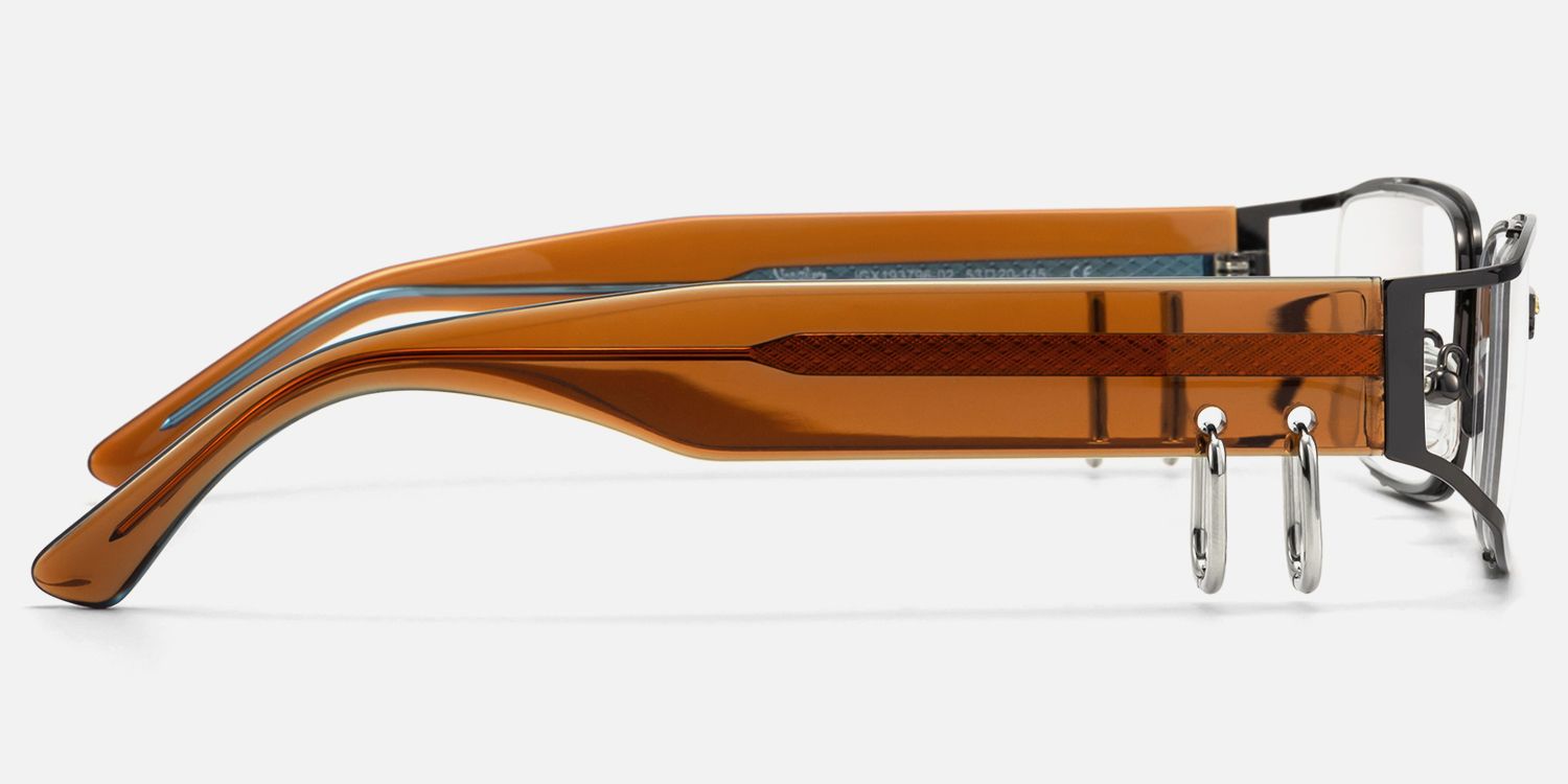 Riff - Rectangle Grey Eyeglasses | Vooglam Side View