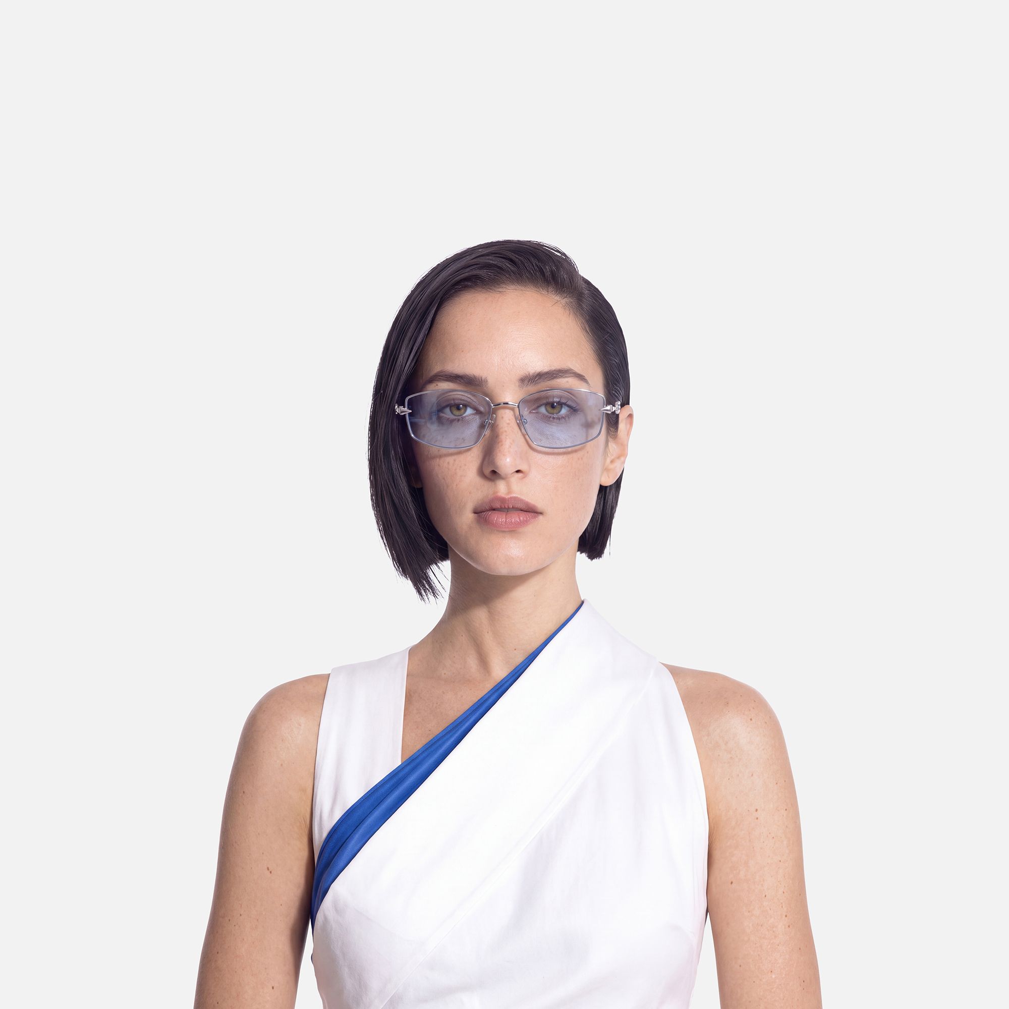 Bladework - Light Blue Tint Narrow Sunglasses | Vooglam On Model 1