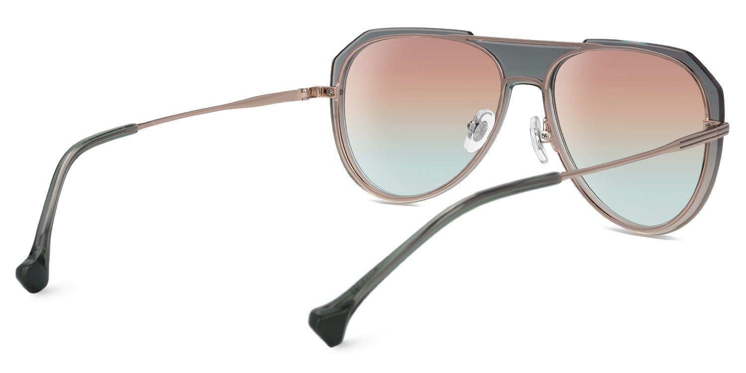 Hafsa - Aviator Grey Prescription Sunglasses | Vooglam Side View