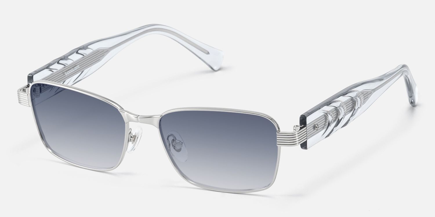 Toyo - Silver Exposed Metal Pin Sunglasses | Vooglam Front View