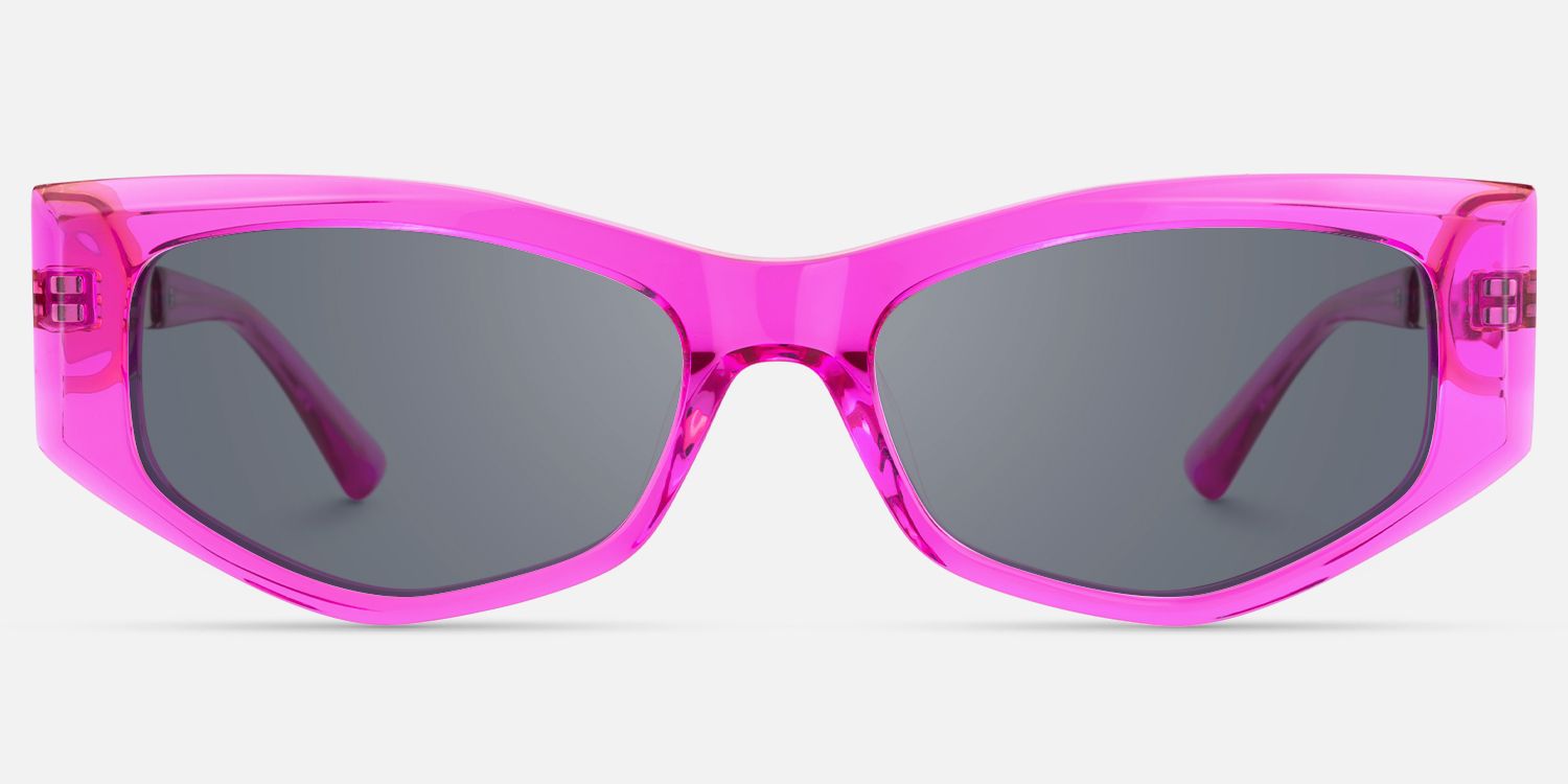 Tahiya - Geometric Pink Sunglasses by Vooglam - Angle View