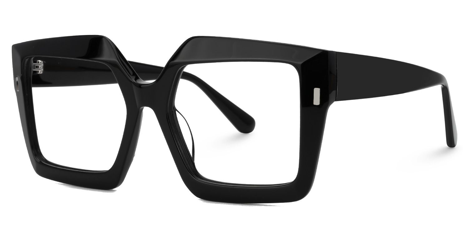 Faustine - Square Black Eyeglasses | Vooglam Front View
