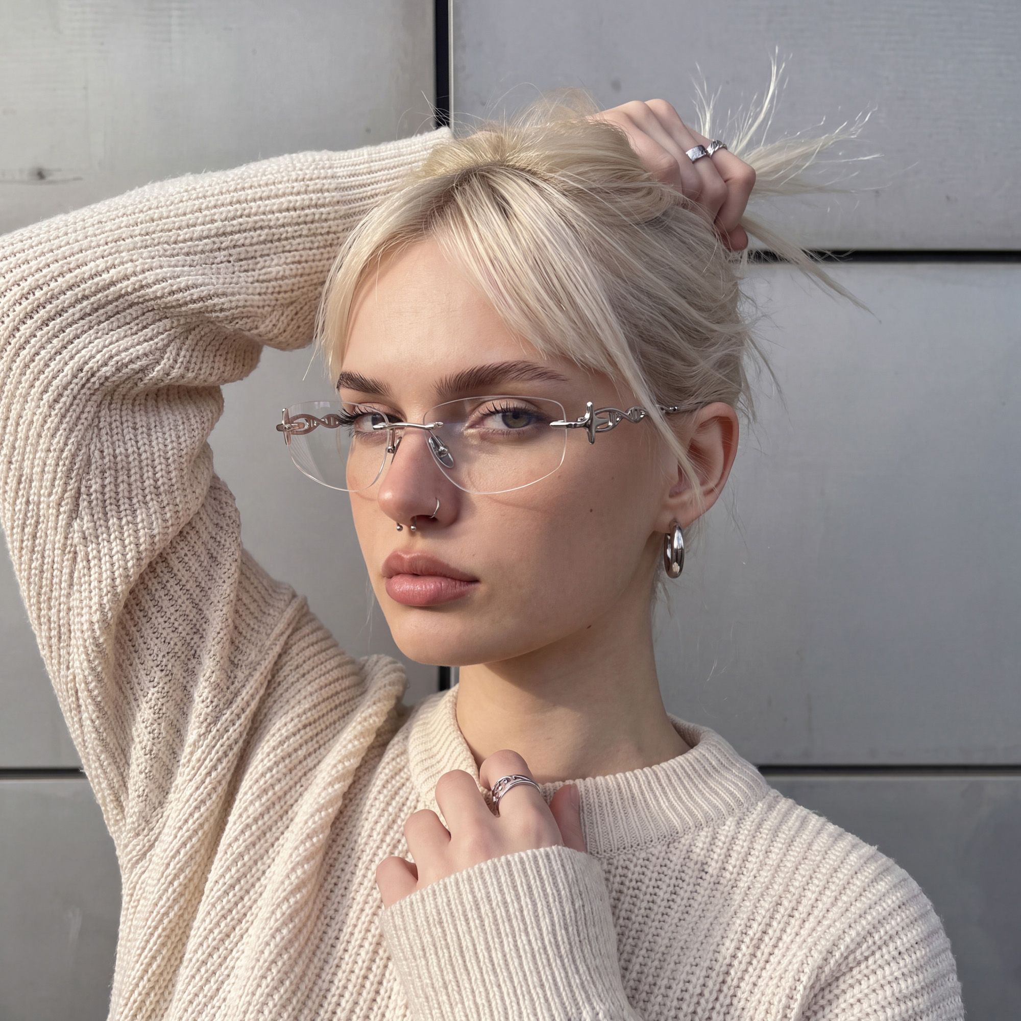 Vooglam Street Style in Real Life: The Decoder - Silver Rimless DNA Glasses by Vooglam