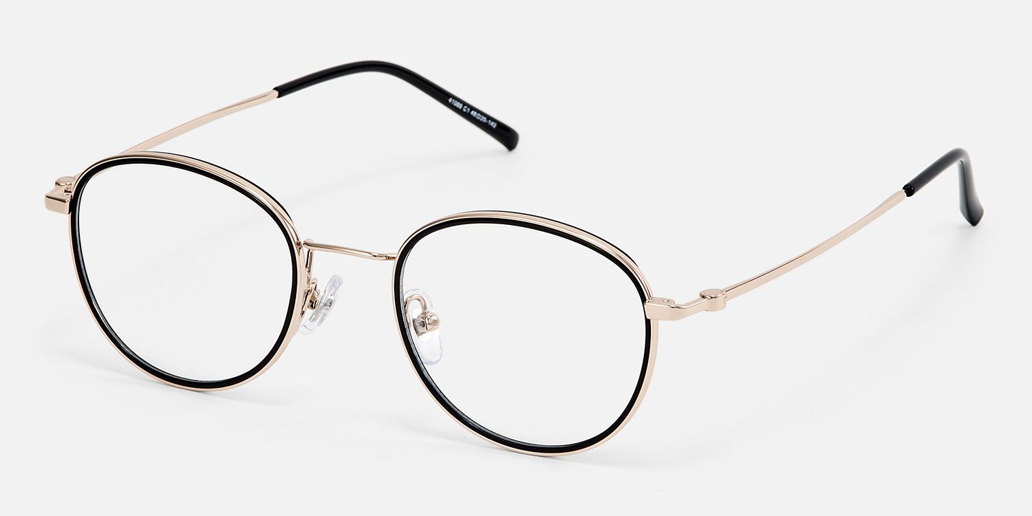 Harlow - Oval Black Eyeglasses | Vooglam Front View