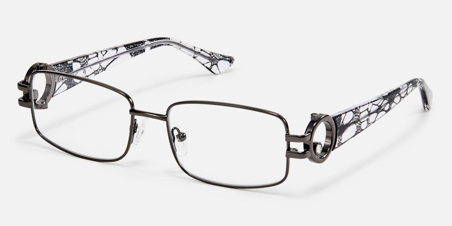 Aurae - Rectangle Grey Eyeglasses | Vooglam Front View